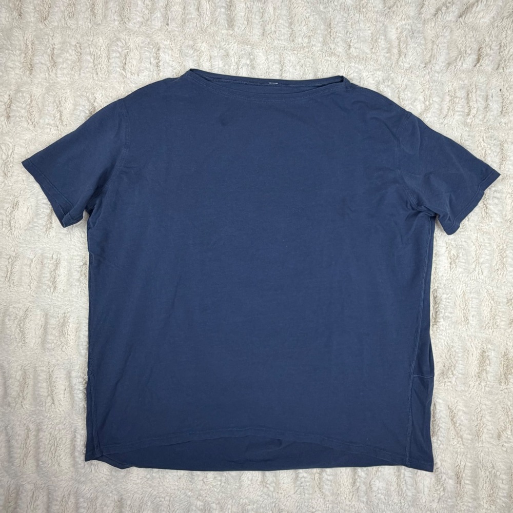Lululemon Navy Blue Boat Neck Short Sleeve Athletic Top Relaxed Fit